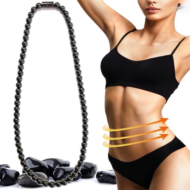 

Chains Black Magnetic Hematite Choker Men Women Beads Necklace Simple Male Therapy Slimming Weight Loss Jewelry For