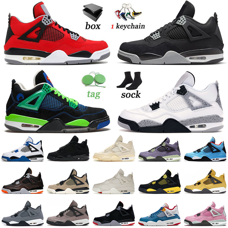 

With Box Men Basketball Shoes Top Jumpman 4 4s IV Red Thunder Violet Ore Midnight Navy Messy Room Bred University Pink Mens Women Jorda, Separate colours