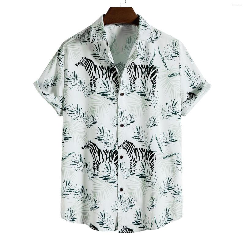

Men's Casual Shirts Men Summer Printed Beach Short Sleeve Lapel Collar Vacation For Button Blouses Chemise Homme, Green