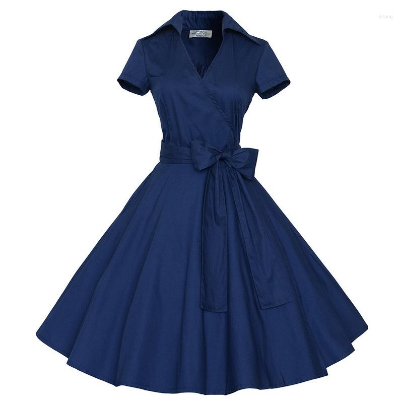 

Casual Dresses Est Women Rockabilly 50s Polka Dot Swing Dress Retro Evening Party Elegant Audrey Hepburn Vintage Belt Midi, Multi