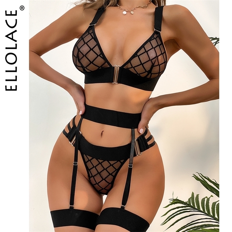 

Sexy Pyjamas Ellolace Rhomboid Erotic Lingerie Sensual Sheer Exotic Costumes Transparent Bra Sexy Garters Porn Sissy Maid Outfit 221010, Black