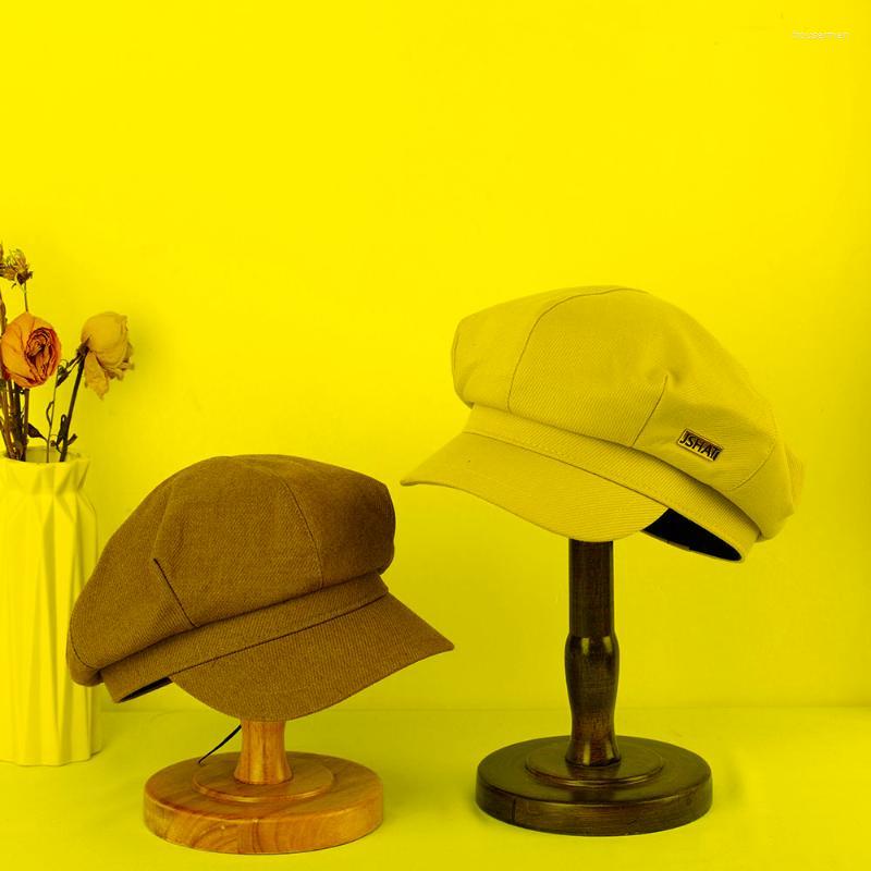 

Berets Big Hat 2022 Versatile Military Woman Beret Man Spring Winter Hats Octagonal Cap Spaper Pumpkin HatBerets, Black