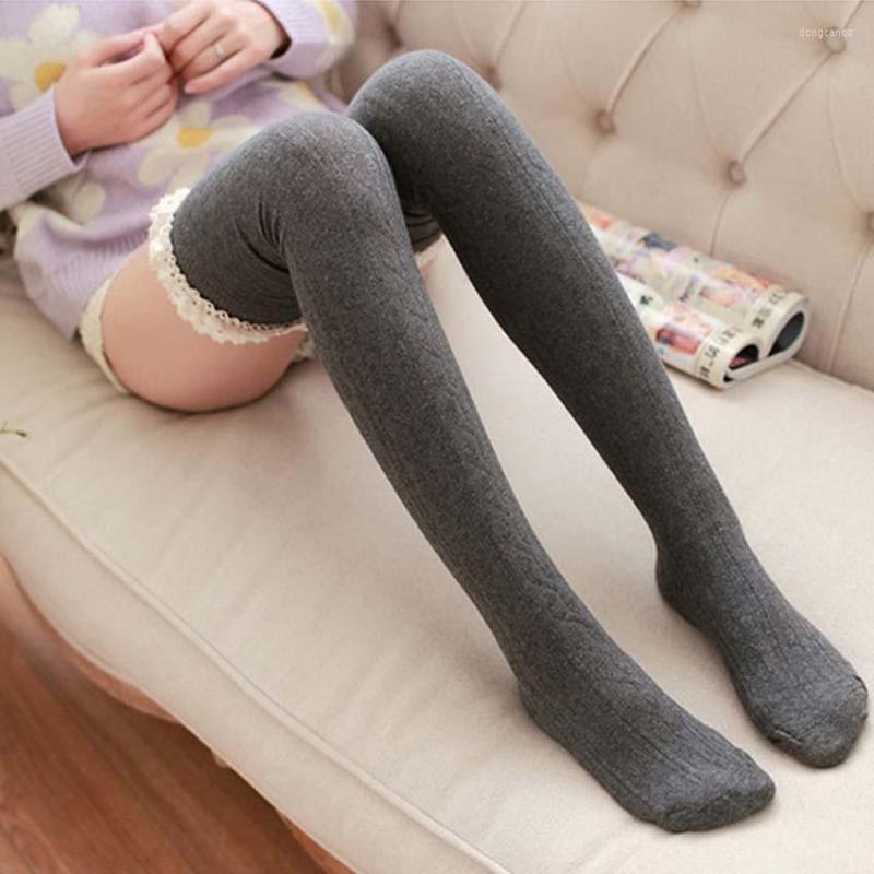 

Sports Socks Over The Knee Women's Thermal Winter Ladies High Quality Twisted Girl Lace Stockings, Dark gray