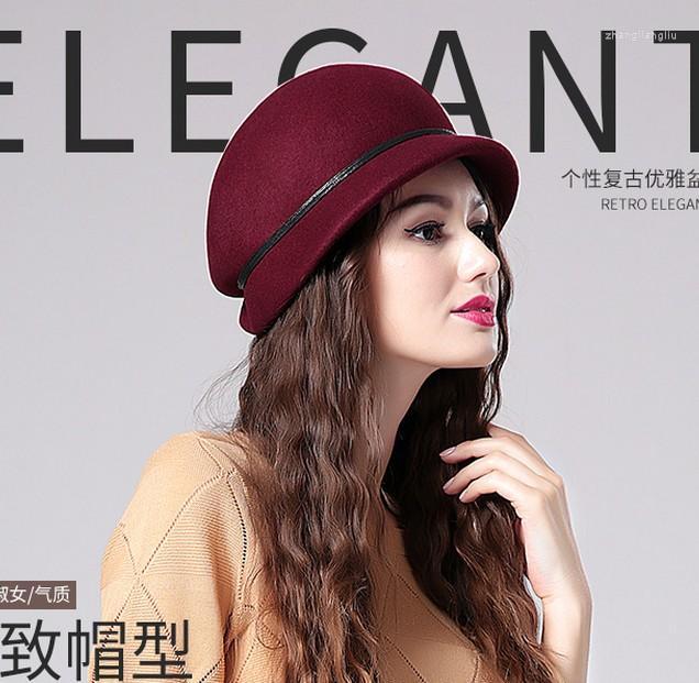

Berets Lady Fedoras Wool Hat Female Woolen Dome Cap Winter Cloche Hats Students Leisure Warm Adjust B8946Berets BeretsBerets, Black