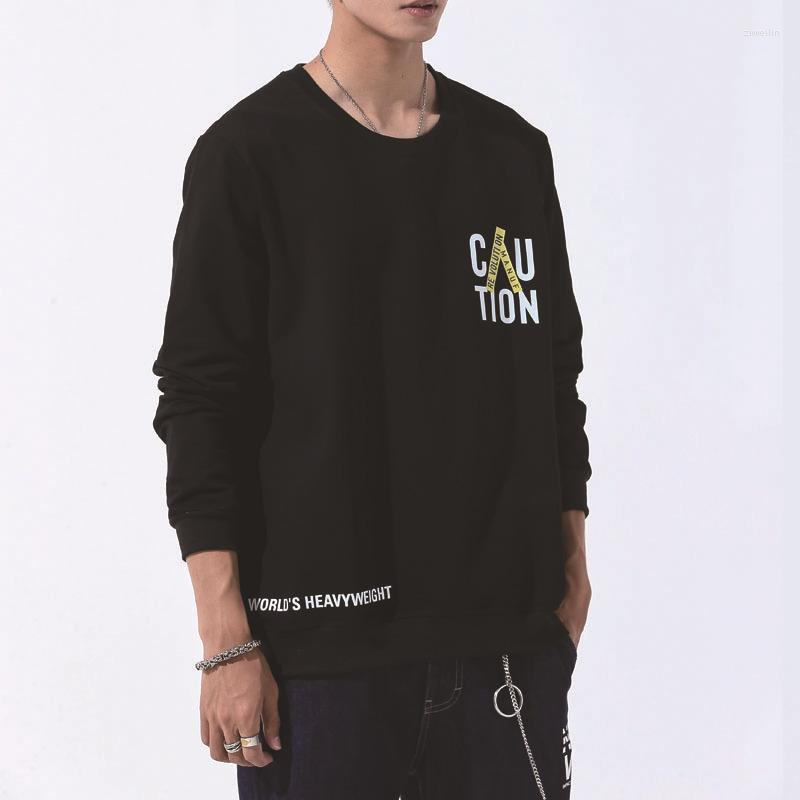 

Men's Hoodies Men Cotton Loose Personality Fashion Round Collar Harajuku Letters Printing Casual Pullovers Korean Small Fresh Clothes, Black