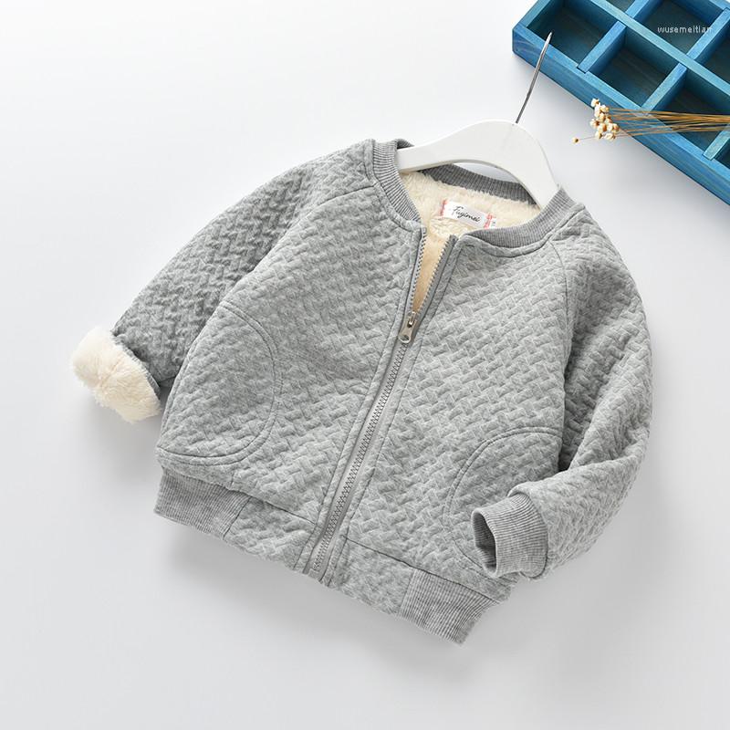 

Jackets BibiCola Autumn Winter Girls Cotton Thicken Coats Children Casual Velvet Outerwear Kids Cardigan Warm Clothing, Gray