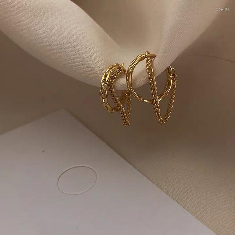 

Backs Earrings No Piercing Gold Plated Hollow Crystal Star Chain Double Layer Ear Cuffs For Girl Fashion Women's Clip On