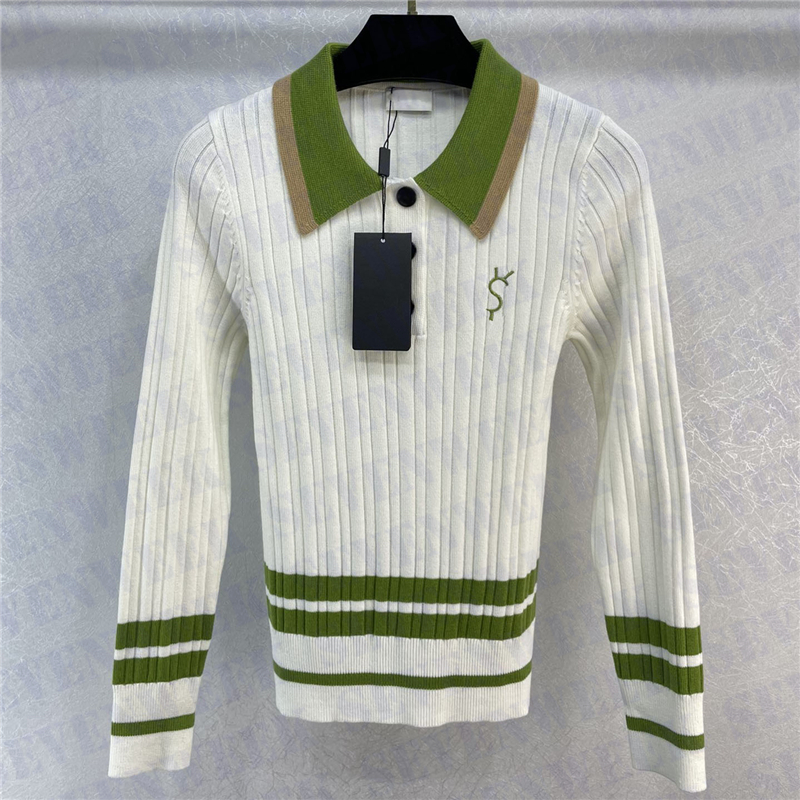 

Embroidered Letter Knitted Polo Shirts Sweaters For Women Autumn Winter Knits Hoodie Ladies Fashion Sweater Clothing, Green