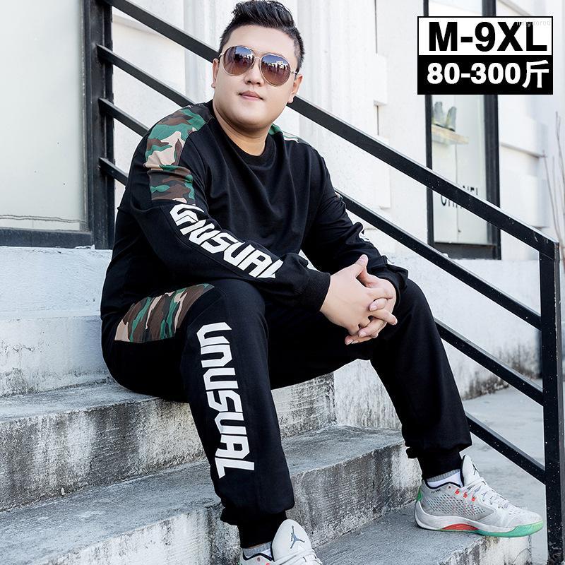 

Men's Tracksuits Men's Fat Guy Plus Size 6XL 7XL 8XL 9XL Hoody Sport Clothes Print Casual Long Sleeve Men Sweater Suit Pure Color Red, Black