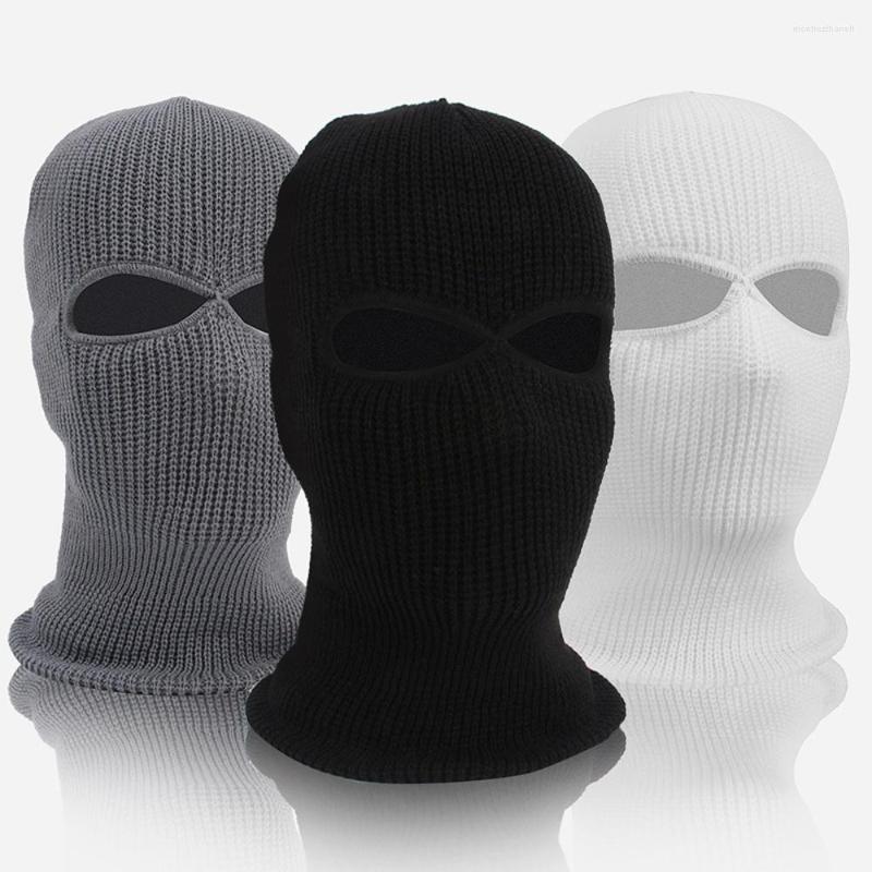 

Bandanas 2-Hole Knitted Full Face Cover Ski Mask Adult Winter Balaclava Warm Knit For Outdoor Sports