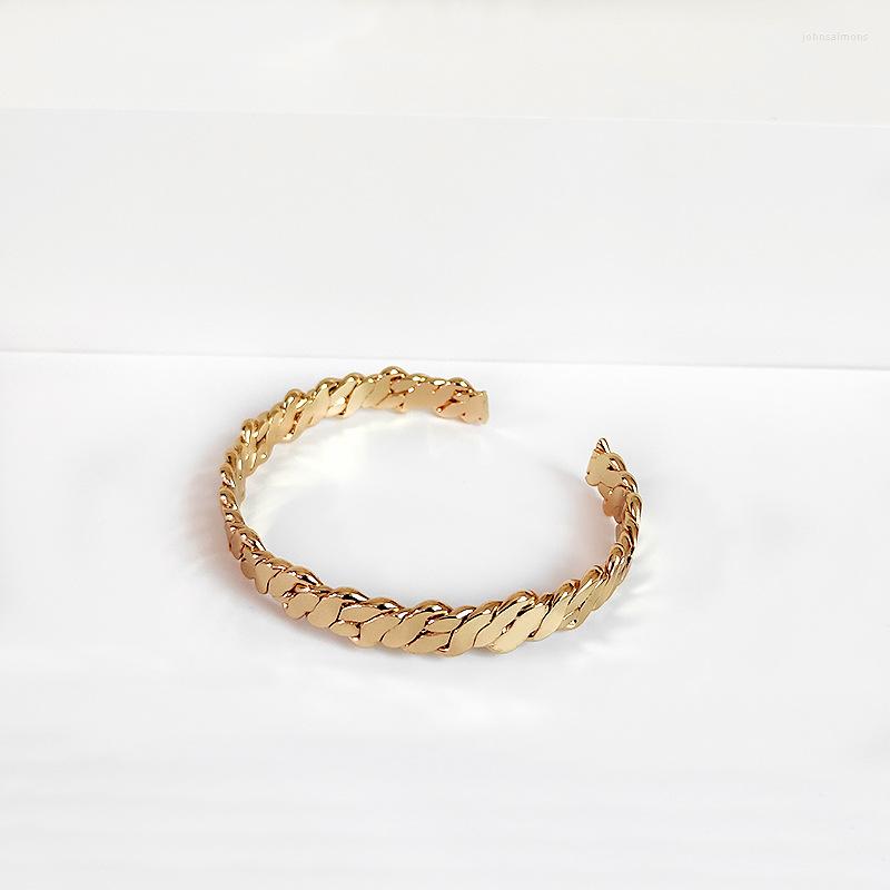 

Bangle Chunky Twisted Rope Linked Irregular Bangles Wide Geometric For Women Retro Gold Adjustable Jewelry 2022 Trendy
