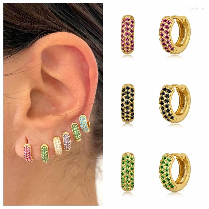 

Hoop Earrings 925 Sterling Silver Ear Needle 9/11/13mm Colorful Zircon For Women Retro Trendy Huggie Party Jewelry Gift