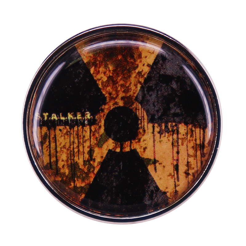 

Stalker Radiation Symbol Pin Danger Logo Button Brooch badges, As picture