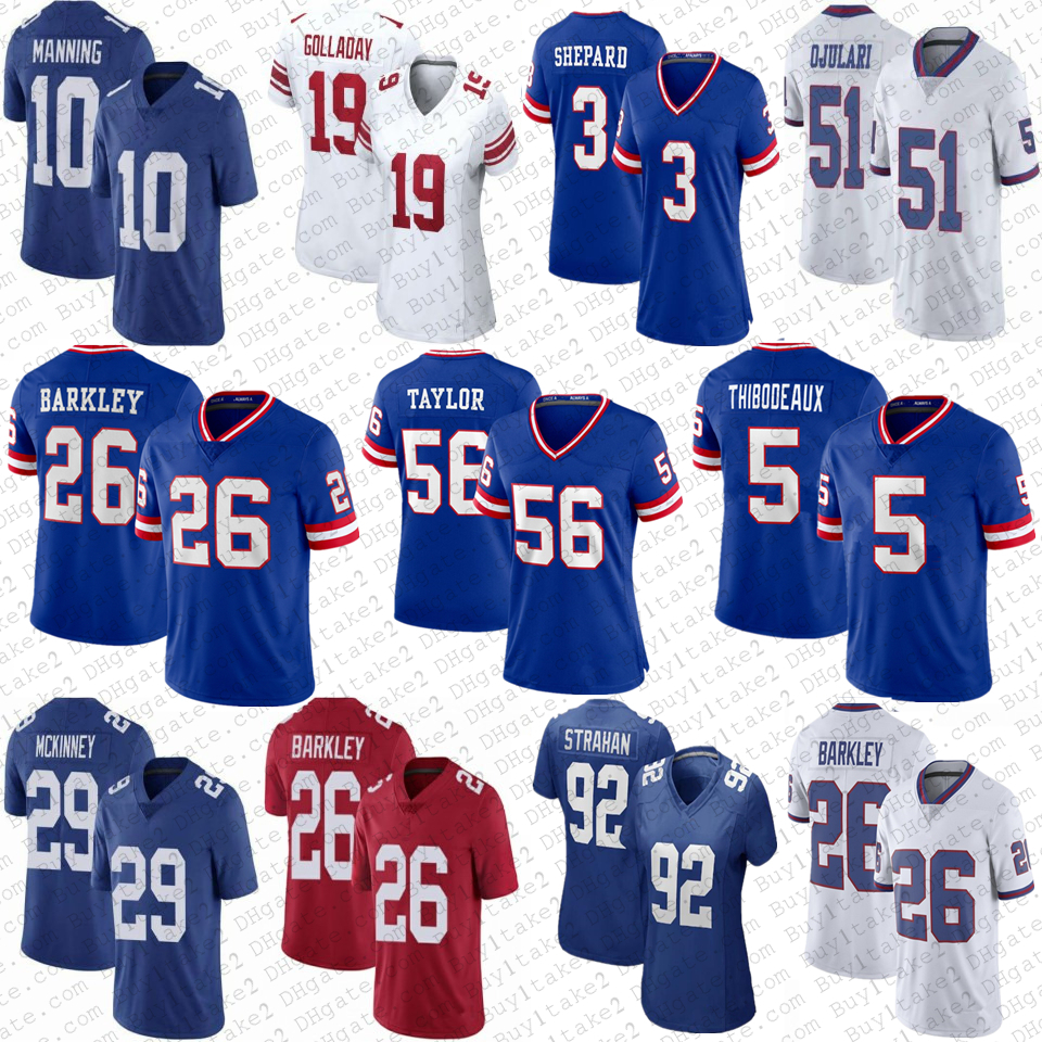 

5 Kayvon Thibodeaux 26 Saquon Barkley Custom Football Jerseys Evan Neal Daniel Jones Lawrence Taylor New Yorks Andrew Thomas Giants Michael Strahan Xavier McKinney, Youth