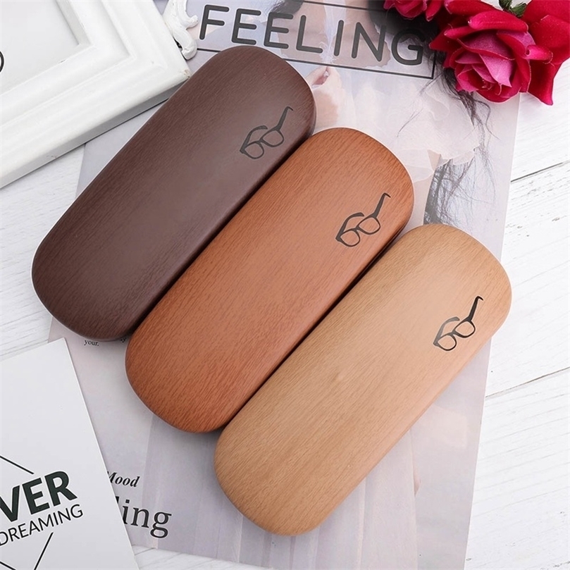 

Sunglasses Cases Bags High Quality Wood Grain Hard Kit Holder Metal Reading Glasses Case for Men and Women PU Leather Eyeglass Box 221010