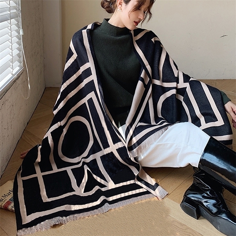 

Scarves Cashmere Scarf Fashion Female Winter Thick Double-Sided Shawl Femlae Student Foulard Bufanda Head Wraps Hijab 221010