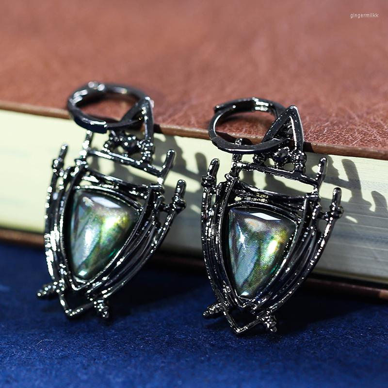 

Dangle Earrings Tribal Geometric Triangle Green Resin Stone For Women Vintage Jewelry Metal Pierced Gift Z5D413