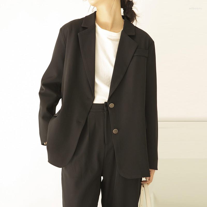 

Women' Suits Fashion Women Black Long Sleeve Office Lady Work Suit Blazers Female Simple Botton Up Blazer Spring Woman Basic Coats 2022