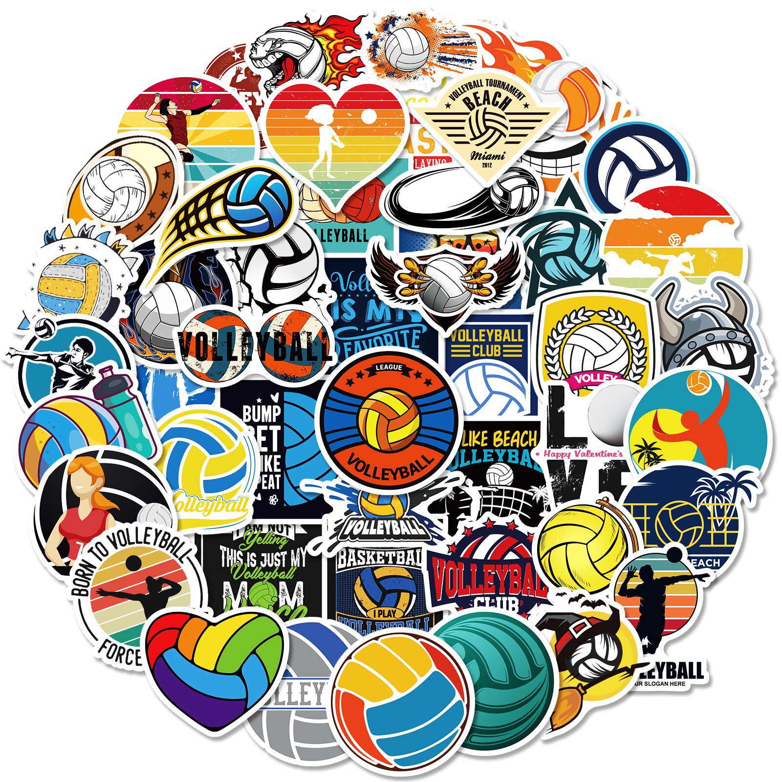 

50Pcs Cartoon Volleyball Stickers Non-Random For Car Bike Luggage Sticker Laptop Skateboard Motor Water Bottle Snowboard wall Decals Kids Gifts, Multi-color