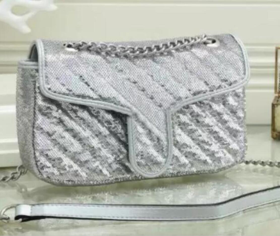 

Women 2023 designers marmont bags 2021 High Quality Marmont Velvet sequins Shoulder Handbags Purses Chain Fashion letter Crossbody Bag, Pink
