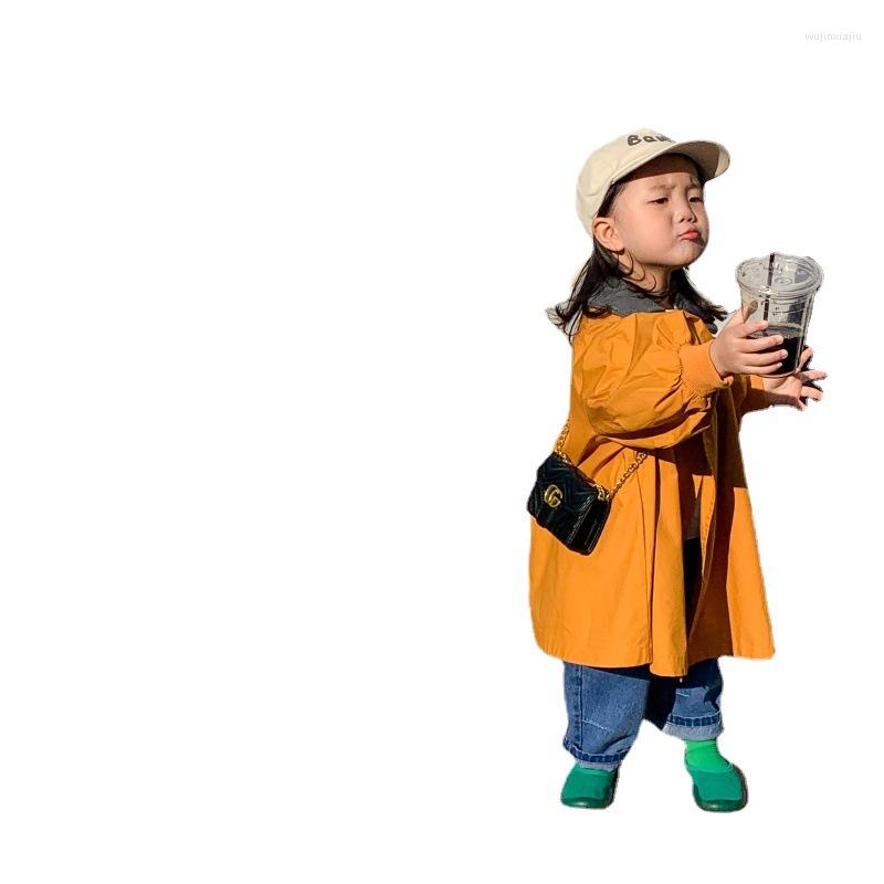 

Coat 2022 Spring Kids Windbreaker Korean Style Boys And Girls Solid Color Mid-length Casual Jacket Coats, Blue