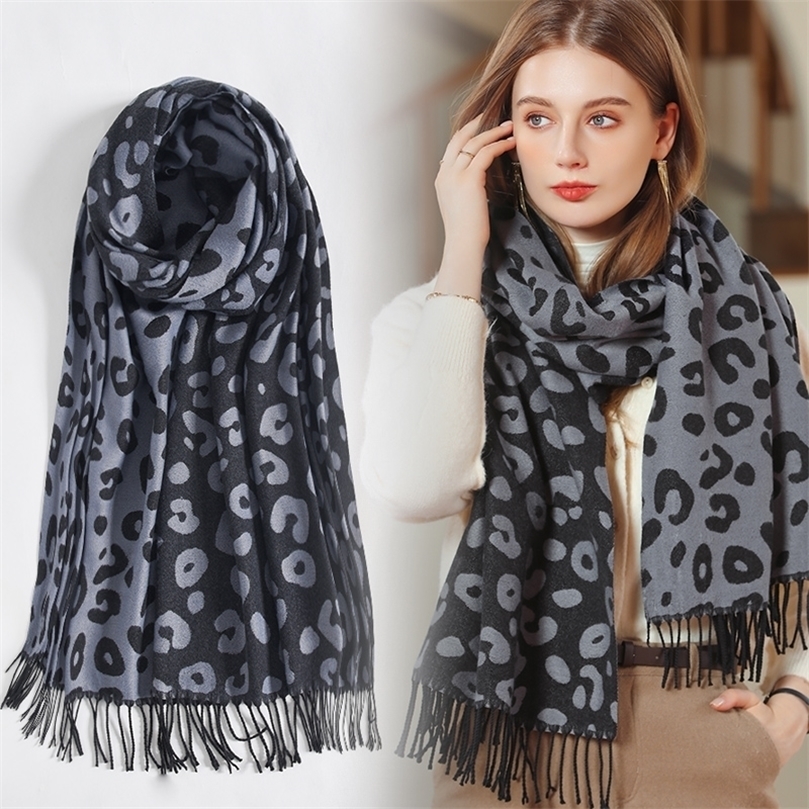 

Scarves Printed Leopard Women Winter Scarf Fashion Female Shawls Cashmere Thick Blanket Winter Wraps Soft Winter Hijab Wholesales 221010