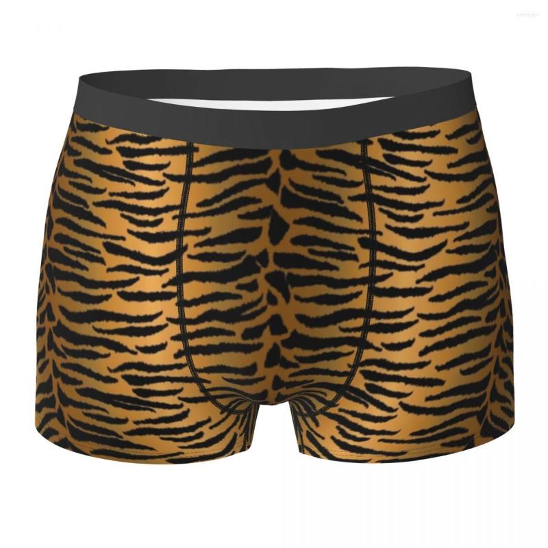 

Underpants Golden Tiger Print Underwear Animal Skin Lovers Men Shorts Briefs Classic Boxershorts Design Oversize Panties