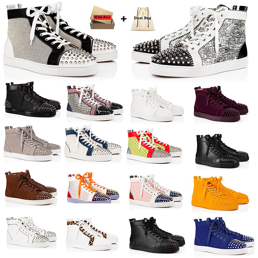 

Spikes Shoes Shoe High Boots Sneakers Designer Studded Red Soles Party Lovers Leather Luxury Booties Bottoms 2022 Brand For Mens Women Size 36-47, Item.10