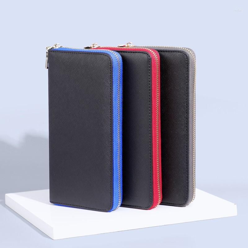 

Wallets Men's Wallet Long Style Holder Zipper Large-capacity Billfold PU Leather Clutch Bag Male Phone Purse, Blue lining