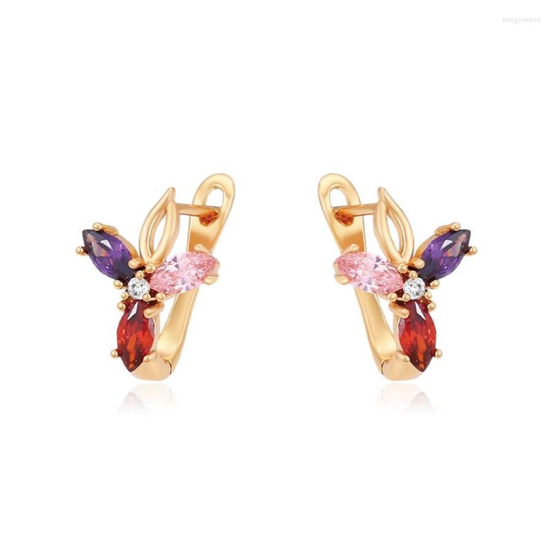 

Hoop Earrings 3 Colors Multicolor Zircon For Women Fashion Jewelry Gold Color
