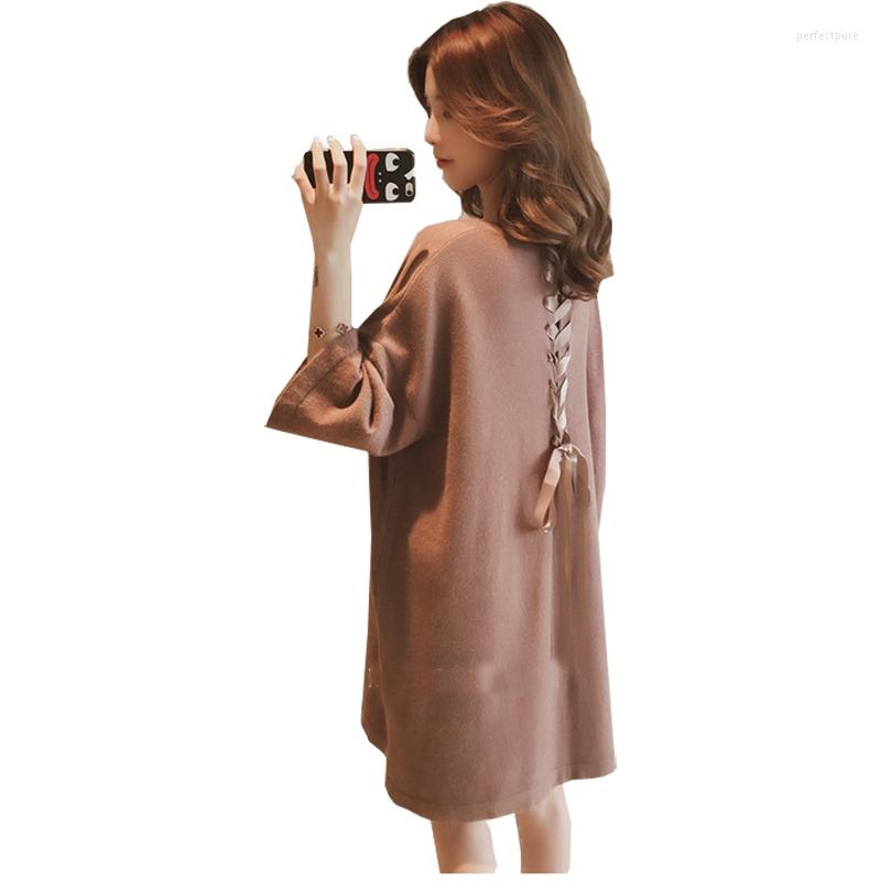 

Women's Sweaters 2022 Sweater Women Autumn Korean Version Long Loose Back Straps Knitted Women's And Pullovers Vestidos LXJ436, Red