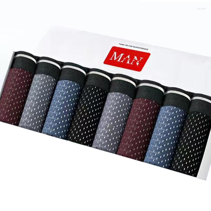

Underpants Men's Panties Male Man Sexy Shorts Boxers Underwear Homme Calzoncillos Ice Silk Mesh Breathable Large Size 5XL, 1hei1blue1dark1qlan