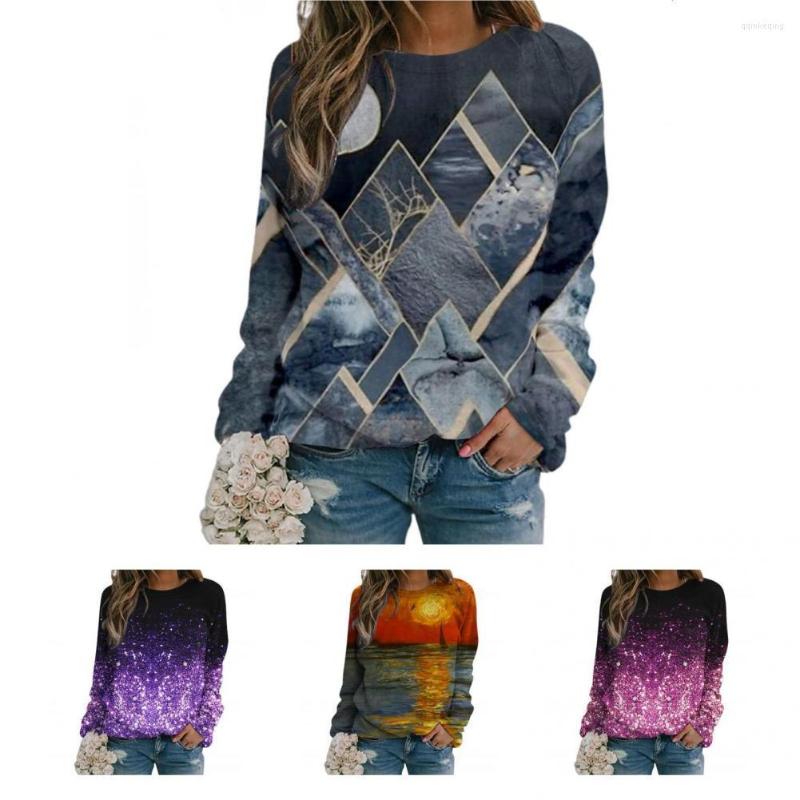 

Women's Hoodies Stylish Sweatshirt Blouse O-Neck Sweet Shining Print Casual Simple Top Pullover Basic, Purple