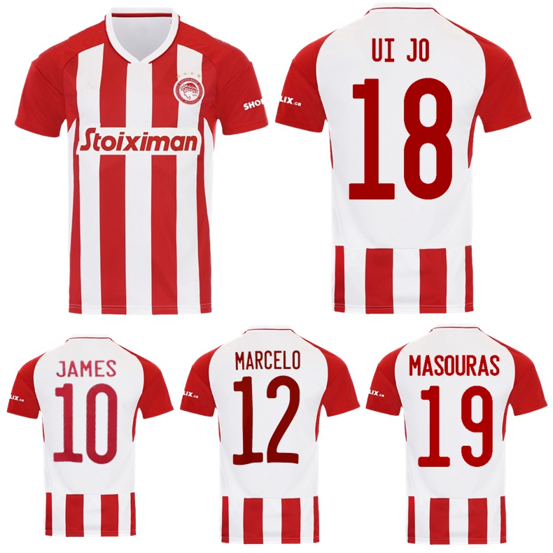

2022 2023 Olympiakos Piraeus soccer jersey 22 23 Marcelo Hwang Ui Jo James Samassekou MASOURAS football shirt, Black