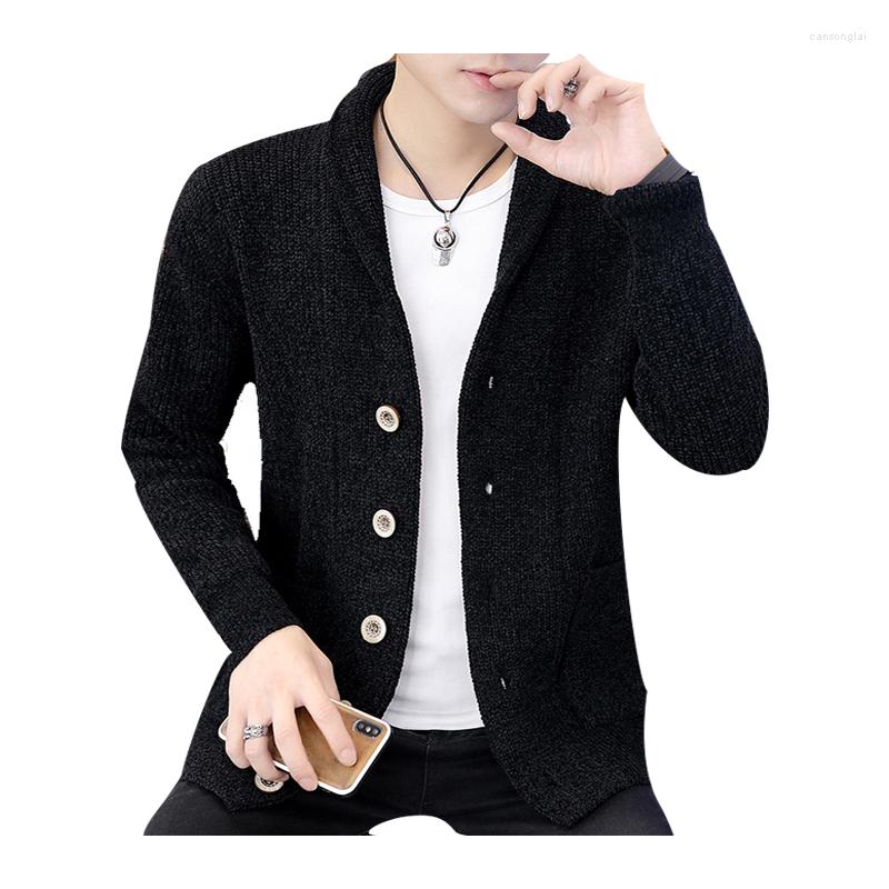

Men's Sweaters Autumn Winter Men Turn-down Collar Cardigan Warm Soft Thick Pocket Botton No Yq Jacket Knitted Casual Male Sweater Drop, Black