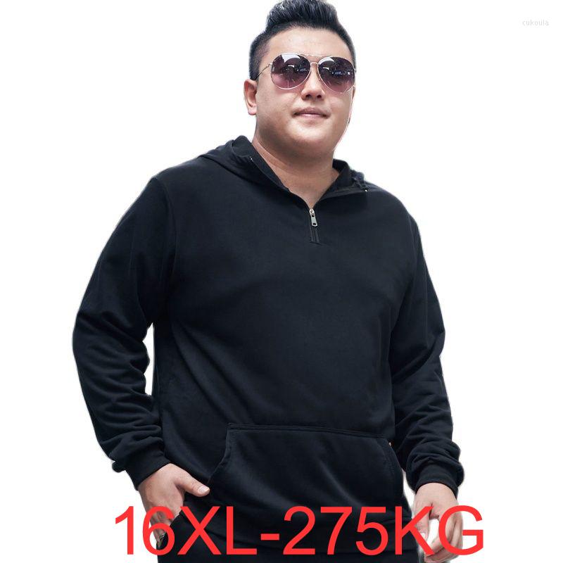 

Men's Hoodies Spring Autumn Men Sweatshirt Hooded Hoody Plus Size 10XL 12XL 14XL 16XL 15XL Oversize Big Zipper Casual Sports Coat 70, Black