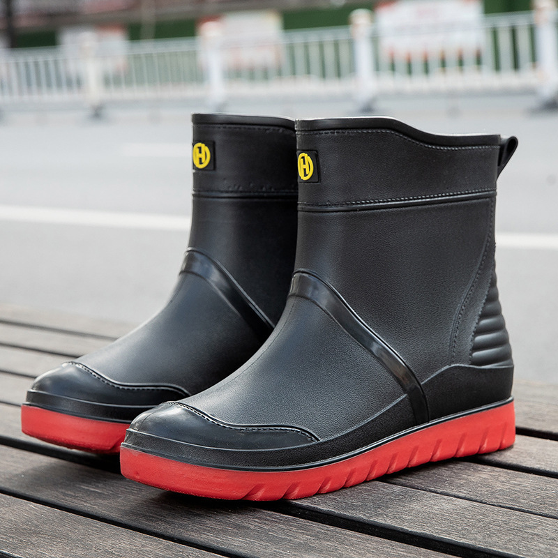 

Boots Midtube Rain Boots Men's Water Shoes Lowtop Rain Boots Waterproof Nonslip Kitchen Rubber Shoes Fishing Car Wash Work Shoes 221008, Black