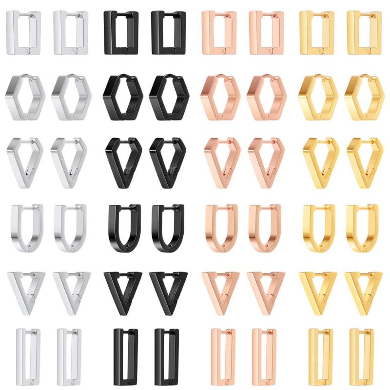 

Hoop Earrings ZS Stainless Steel Punk Rock Roll Geometric Small Rounds For Women Gold Black Silver Color Cricle