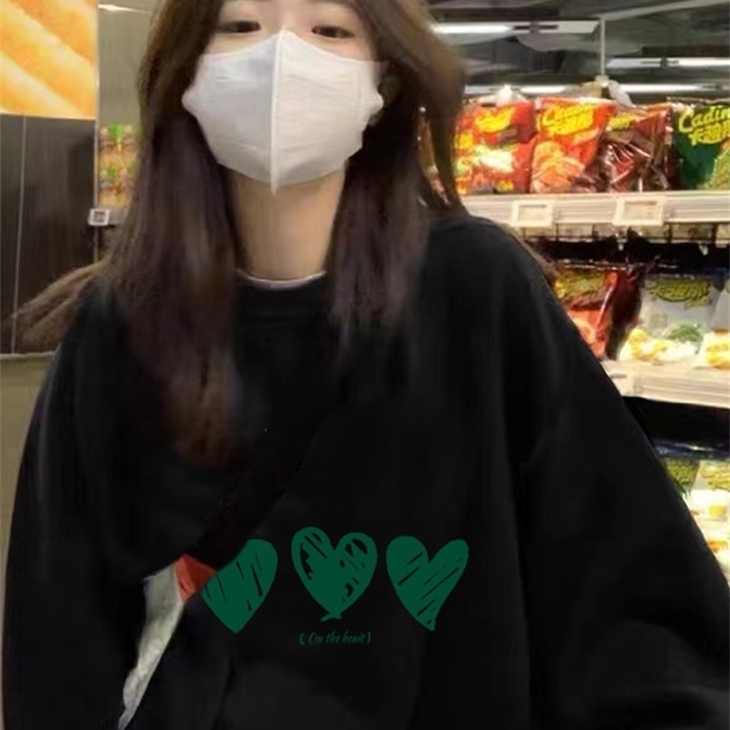 

Womens Hoodies Sweatshirts Jielur Sweatshirt Woman Hoodies Oneck Long Sleeve Fleece Warm Autumn Winter Harajuku Loose Black Hoodie Female Korean MXXL 221010, Black fleece