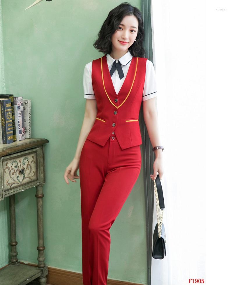 

Women' Vests Formal Ladies Red Vest & Waistcoat Women Business Suits 2 Piece Pant And Top Sets Office Work Wear Clothes, Black