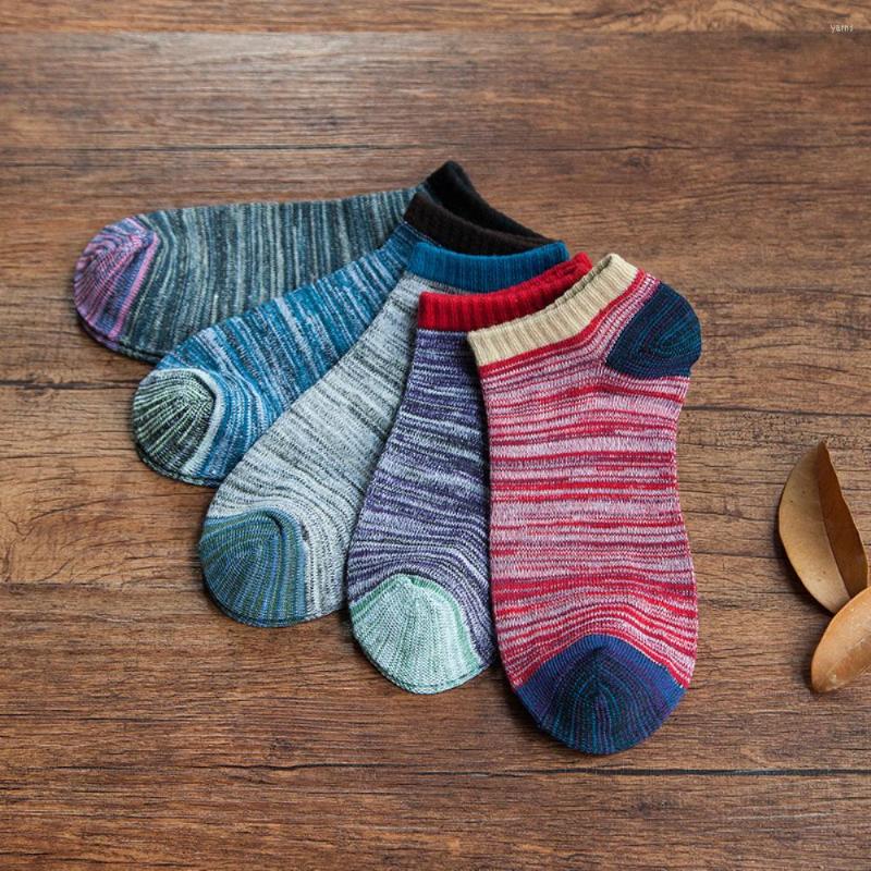 

Men's Socks 10 Pairs/Lot Cotton Men's Comfortable Breathable Male Short Ankle Retro Striped Style Invisible Boat Sock Calcetines