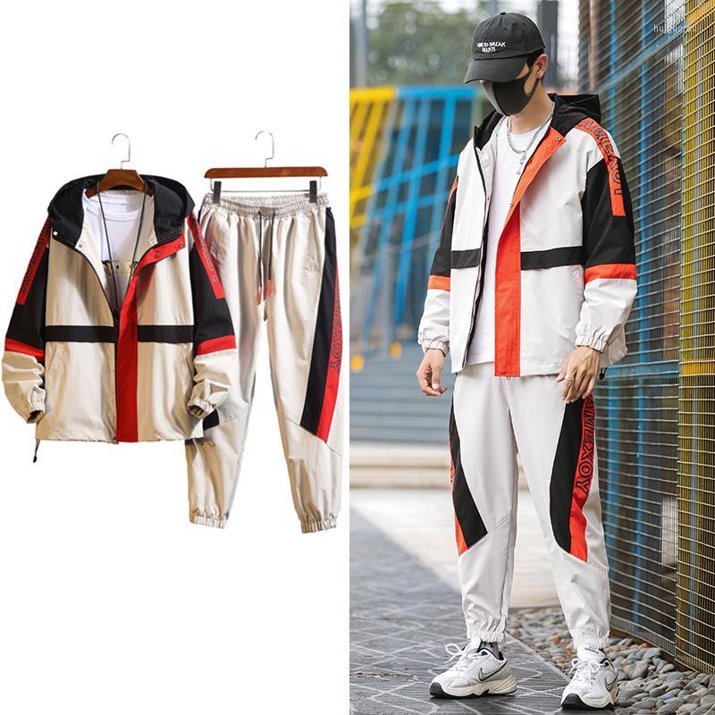 

Men' Tracksuits Men' Patchwork Mens Set 2022 Fashion Sweat Suits Spring Autumn Men Jacket Sweatpants 2 Piece Joggers Male Clothes, White