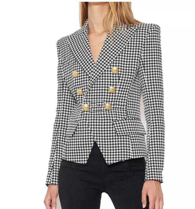 

fashion Blazers Womens Coat Famous Suits Black Houndstooth Blazer Ladies Coats Jackets Women Clothes XXL, Hi