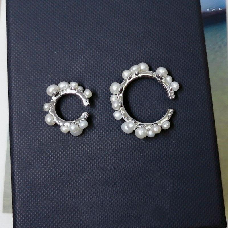 

Backs Earrings SLJELY Fashion Real 925 Sterling Silver Mono Small Pearls Sliding Ear Bone Cuff High Quality Zirconia Clip Earring 1pc For