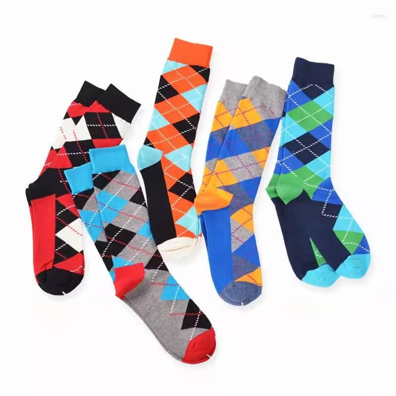 

Men's Socks Retro Men Cotton Dress Happy Argyle Pattern Wedding Harajuku Funky Novelty Gift Streetwear Hip Hop INS Cool Skate Color, Black socks