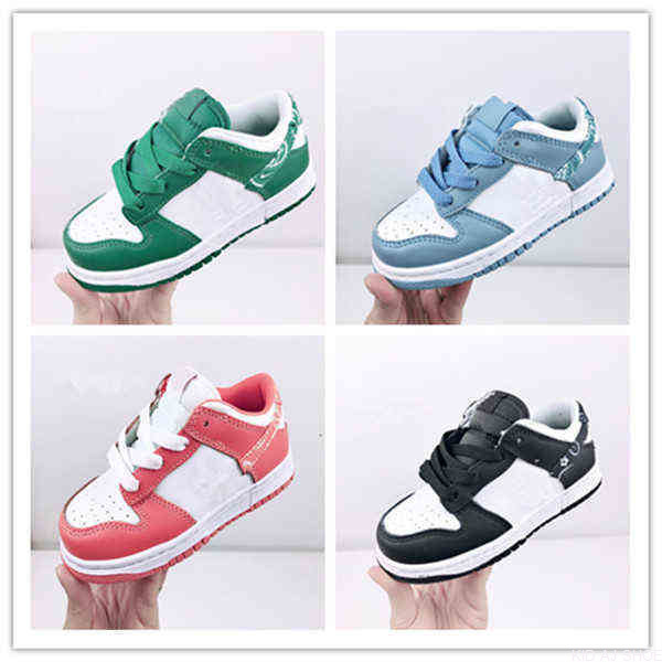 

DHL dunks Top Black Paisley Kids Shoes Low Toddler Tennis Sneakers University Red Toy Civilist Boys Girls Children Running TrainersPZBI