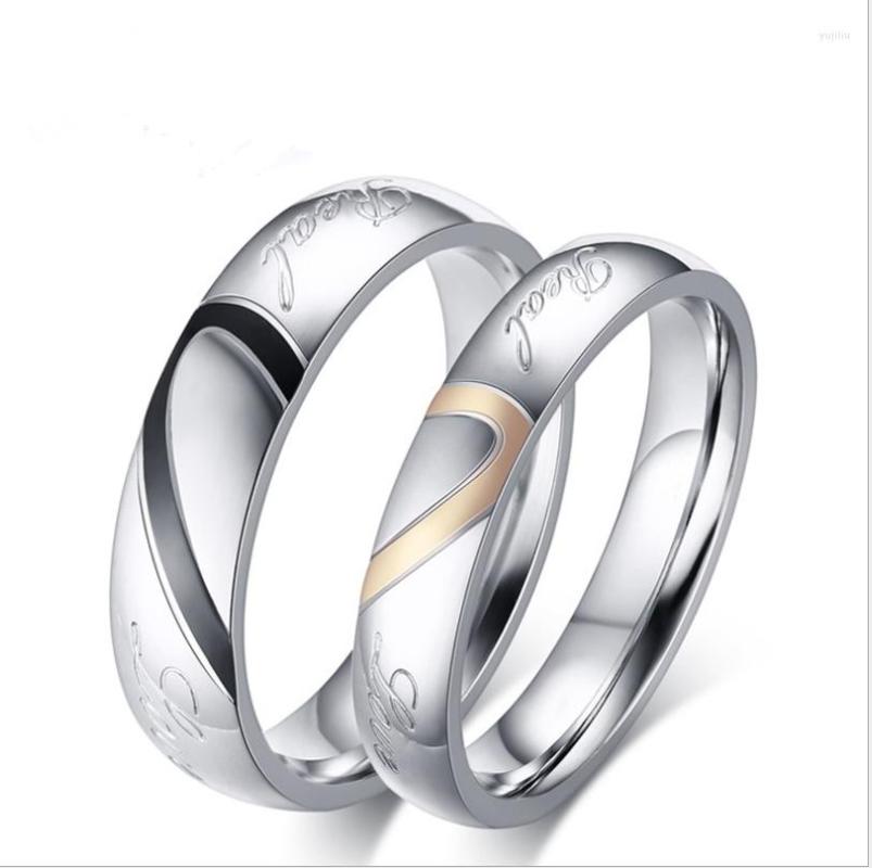 

Wedding Rings High Quality Stainless Steel Color Heart-shaped Couple Ring Gift For Women Men's Wholesale