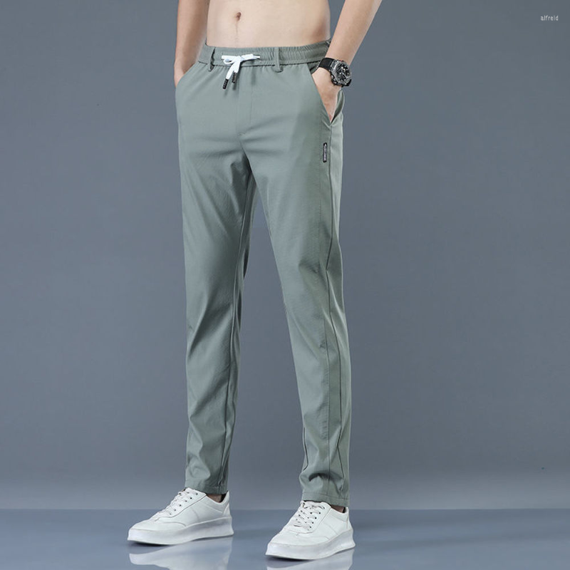 

Men's Pants Men's Trousers Spring Summer Nylon Thin Solid Color Fashion Pocket Applique Full Length Casual Work Pantalon, Khaki