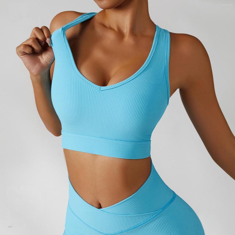 

Yoga Outfit Sports Female Bra Clothing Top Summer Women Gym Bralette Backless Fitness Ladies Underwear Sportswear Quick Dry Shockproof, Sea king green
