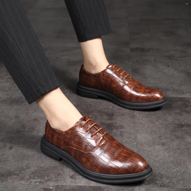 

Dress Shoes Mens Classic Business Leather Fashion Retro Casual Pattern Lace Up Slip On Hiking For Men, Black